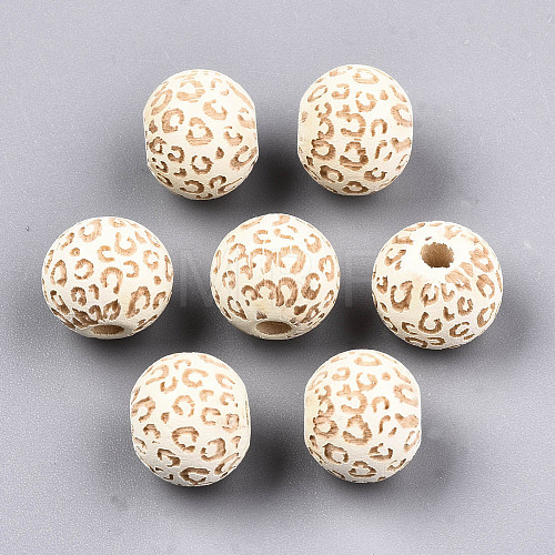 Painted Natural Wood Beads WOOD-T021-53A-12-1