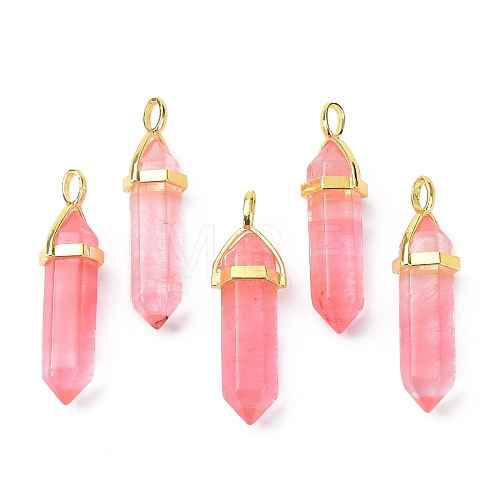 Cherry Quartz Glass Pointed Pendants G-G025-01G-05-1