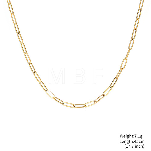 Gold Plated Stainless Steel  Paperclip Chain Necklaces BK0244-4-1