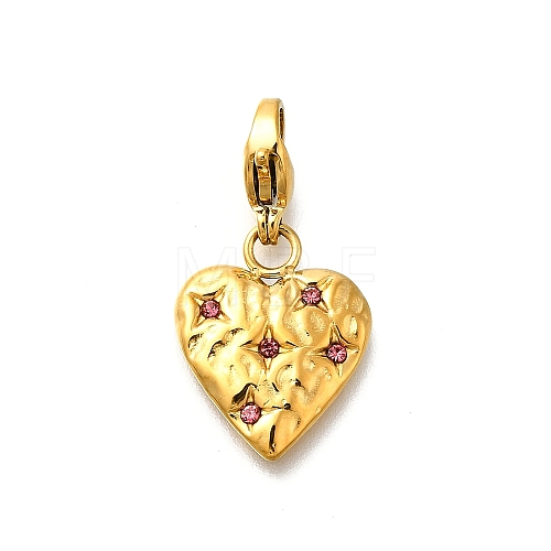 Heart 304 Stainless Steel Rhinestones Pendant Decorations STAS-R159-50G-04-1