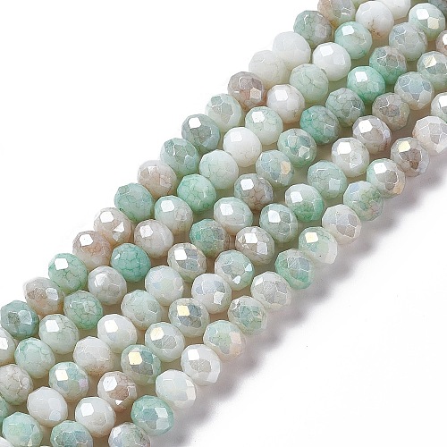 Faceted Electroplated Glass Beads Strands GLAA-C023-02B-1