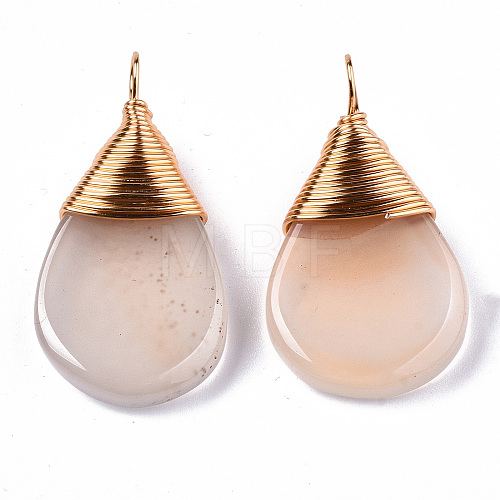 Natural White Agate Pendants G-S359-201A-1
