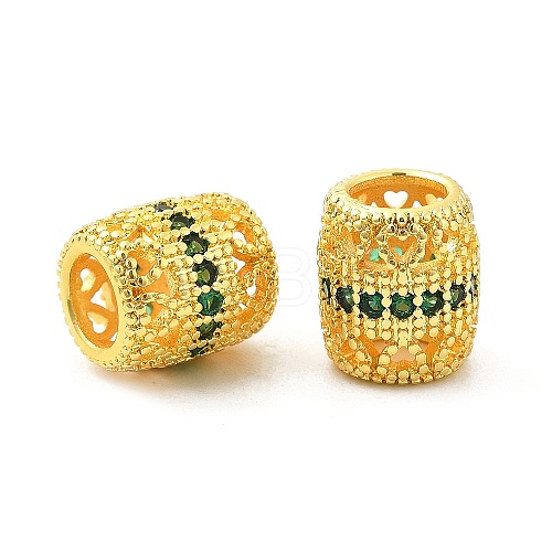 Brass Micro Pave Cubic Zirconia European Beads KK-P297-05G-02-1