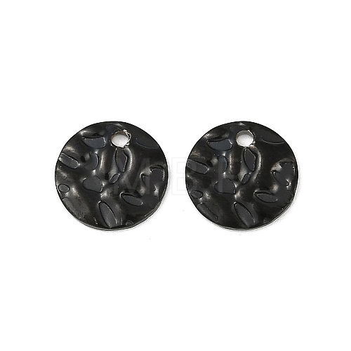 304 Stainless Steel Textured Disc Charms STAS-Q336-11B-B-1