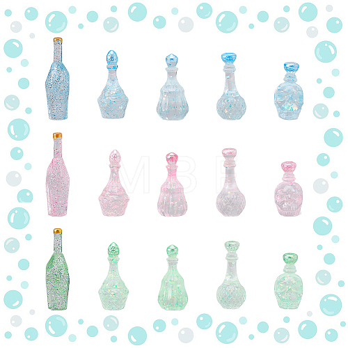 30Pcs 15 Styles Dummy Bottle Transparent Resin Cabochon RESI-FH0001-52-1
