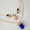 Alloy Starfish Coconut Tree & Oval Resin Pendant Double Layer Necklaces FS-WGC9AA5-01-3