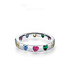 925 Sterling Silver Micro Pave Colorful Cubic Zirconia Finger Rings FS-WGC9F63-17-1