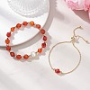 2Pcs 2 Styles Natural Carnelian Beaded Bracelets BJEW-JB13009-02-1