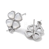 925 Sterling Silver with Shell Stud Earrings Findings EJEW-B038-03P-2