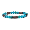 Natural Chalcedony & Synthetic Non-magnetic Hematite Beads Energy Stretch Bracelets Set BJEW-JB07142-03-3