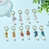 Natural Lavender Amethyst & Natural South Red Agate & Natural White Moonstone & Natural Amber & Natural Apatite Chip & Brass Hoop Earrings EJEW-JE07220-1