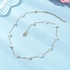 Natural Rose Quartz Star & Natural Freshwater Pearl & Brass Link Chain Necklaces NJEW-JN05687-01-1
