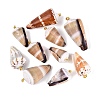 Brass & Natural Cone Shell Pendants SHEL-Q029-20-02KCG-1