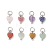 Natural Mixed Gemstone Heart Charms PALLOY-JF04905-02-1