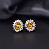 Brass Micro Pave Cubic Zirconia Stud Earrings for Women GG3425-4-1