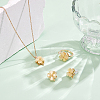 Brass Cat Eye Rotatable Clover Stud Earrings & Cuff Ring Ring & Titanium Steel Pendant Necklace SJEW-UN0001-25-2
