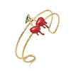 304 Stainless Steel Enamel Red Cherry Open Cuff Bangles for Women SA-CBA0444-02G-4