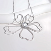 Elegant Stainless Steel & Imitation Pearl Hollow Flower Pendant Necklaces for Women TN2016-2-3