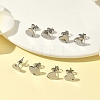 Non-Tarnish 304 Stainless Steel Heart Stud Earring Findings X-STAS-R063-37-5