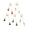 5Pcs 5 Styles Synthetic Aqua Terra Jasper & Natural Tiger Eye & White Jade & Malaysia Jade & Black Onyx(Dyed & Heated) Big Pendants PALLOY-JF04712-1