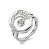 Brass Micro Pave Cubic Zirconia Adjustable Cup Peg Ring Settings KK-B166-03P-1