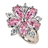 Plum Blossom Brass Pave Cubic Zirconia Finger Rings for Women FS-WG857C0-03-5