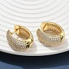 Brass Micro Pave Clear Cubic Zirconia Hoop Earrings EJEW-C182-07C-G-2