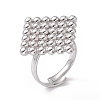 304 Stainless Steel Rhombus Adjustable Ring for Women RJEW-E055-02P-1
