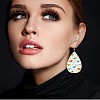 Teardrop with Dinosaur Imitation Leather Dangle Earrings FS-WGBCE63-01-4