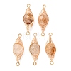 Heated Natural Yellow Quartz Faceted Flat Round Links Connector Charms with Copper Herringbone Wire-Wrapped KK-Z152-09G-03-1