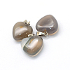 Heart Natural Grey Agate Pendants G-Q371-04-2