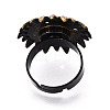 Adjustable Flower Alloy & Iron Rhinestone Bezel Cup Ring Base with Rotatable Tray MAK-T012-09AB-3