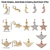 CREATCABIN 18Pcs 3 Style Brass Clear Micro Pave Cubic Zirconia Charms ZIRC-CN0001-01-2