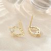 Brass Glass Stud Earrings EJEW-Q014-22G-5