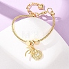 Comch Brass Micro Pave Clear Cubic Zirconia Charm Bracelets BJEW-H640-05A-G-2