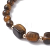 Natural Tiger Eye Cube & Round Beaded Stretch Bracelets BJEW-JB10807-03-3