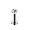 Titanium Steel Clear Cubic Zirconia Threadless Labret Stud WGC142D-12-1