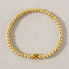 Golden Brass Round Beads Stretch Bracelets ZL1775-2-1