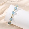 Raw Rough Natural Aquamarine Beaded Link Chain Bracelets for Women BJEW-JB13970-2