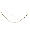 Natural Pearl Rice Beaded Pendant 304 Stainless Steel Satellite Chain Necklaces for Women NJEW-JN05782-2