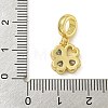 Rack Plating Brass Pave Clear Cubic Zirconia Clover European Dangle Charms KK-Z067-36G-3