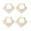 Rhombus with Heart Clear Cubic Zirconia Hoop Earrings EJEW-M216-10G-4