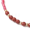Glass Seed Bead & Natural Red Jasper Beads Bracelets for Women BJEW-MZ00311-04-3