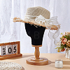 Head Shaped Wood Covered with Cloth Hat Display Racks AJEW-WH0816-101-2