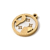 12 Constellations 304 Stainless Steel & Natural Shell & Rhinestone Pendants SA-CBAA9A2-06G-07-2
