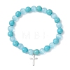 2Pcs Natural Howlite & Synthetic Turquoise Beads Stretch Bracelets BJEW-JB13286-3