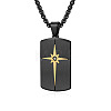 Duo Tone 304 Stainless Steel Pave Clear Cubic Zirconia Dog Tag Star Pendant Necklaces for Men WG48371-02-2