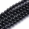 Natural Black Onyx Round Bead Strands G-T055-10mm-10-1