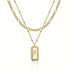 Brass Micro Pave Clear Cubic Zirconia Rectangle with Initial Pendant Double Layer Necklaces for Women FS-WG478B5-06-1
