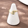 Blue Evil Eye Fish Brass Micro Pave Clear Cubic Zirconia Rings RJEW-A088-02G-3